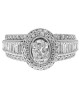Mixed Cut Diamond Double Halo Milgrain Engagement Ring in White Gold